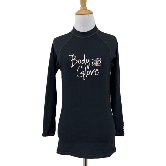 Body Glove Rash Guard Womens M Medium Black Fitted Long Sleeve Surfing Beach Top - Picture 1 of 10